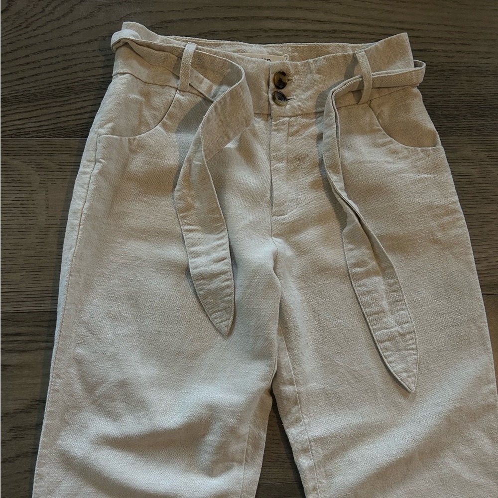 Mango Cotton Linen Beige Trousers